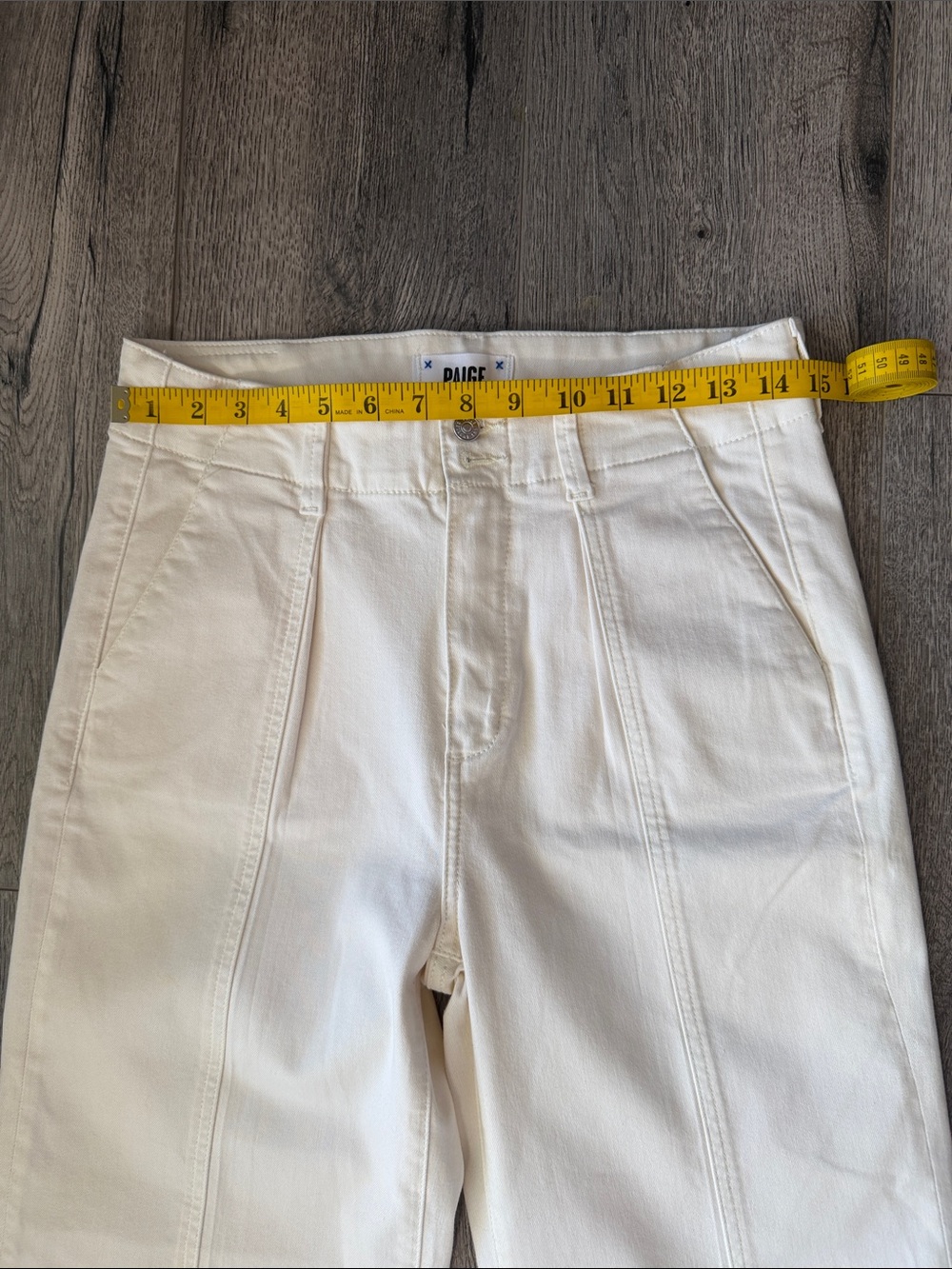 PAIGE High-Rise Wide Leg Jeans in Off-White/Cream - Picture 5 of 11